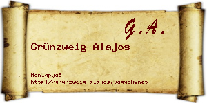 Grünzweig Alajos névjegykártya